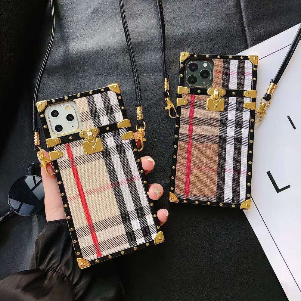 iPhone 16 Square Fashion Unisex Phone Case Apple 12 Leather Crossbody Compatible