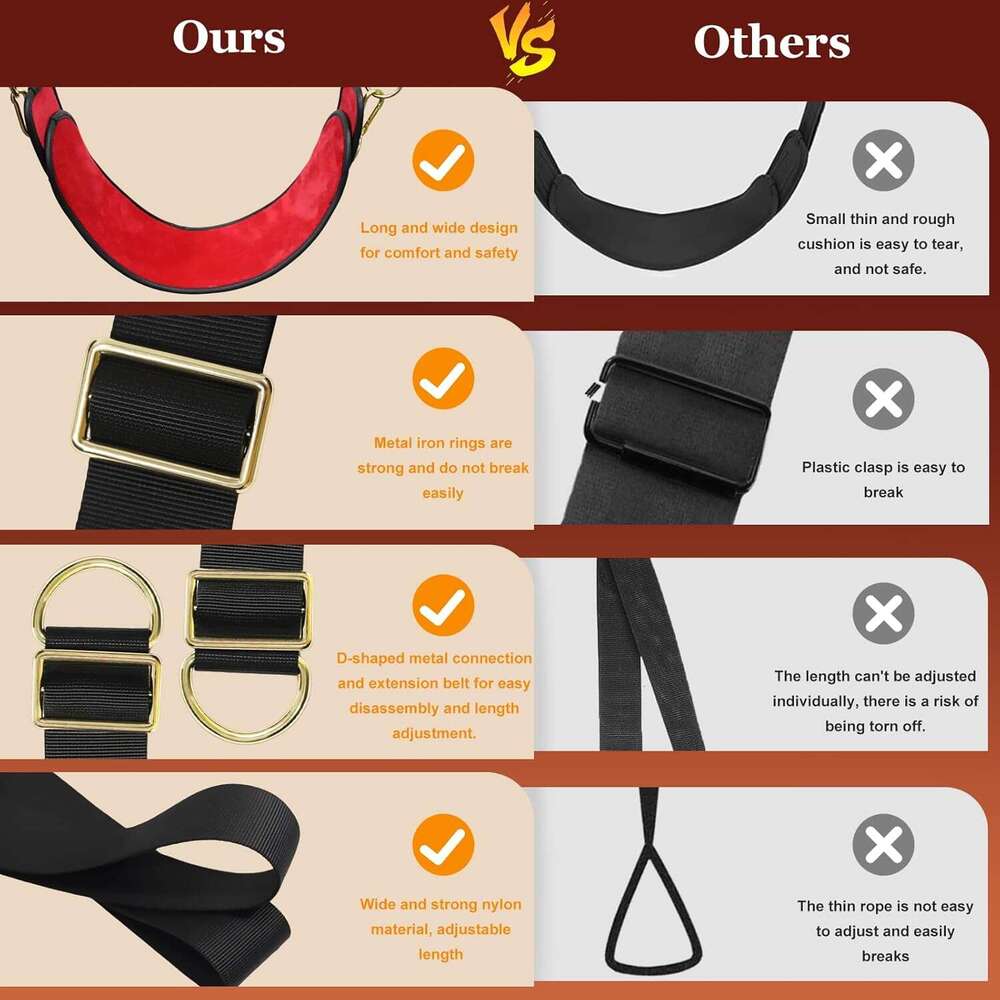Swing Door BDSM Bondage Thigh Restraints with Adjustable Straps Hardware Buckle Leather Soft Plush Kinky Adult Sex Toys for Men Women Couples