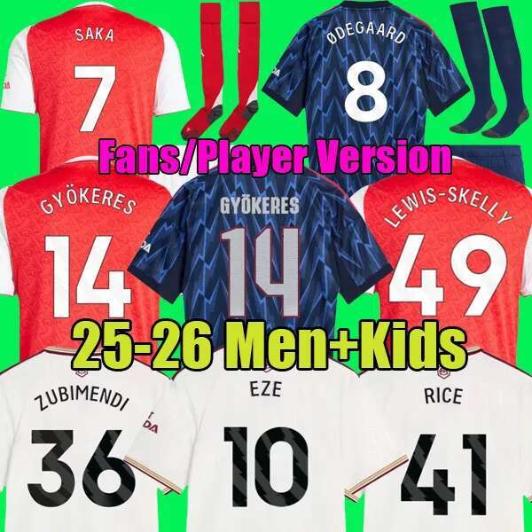 25 26 SAKA ZUBIMENDI GYOKERES EZE soccer jerseys Fans Player version arsenalize 2025 football shirt Men Kids sets RICE MADUEKE ArSeN top kit jersey