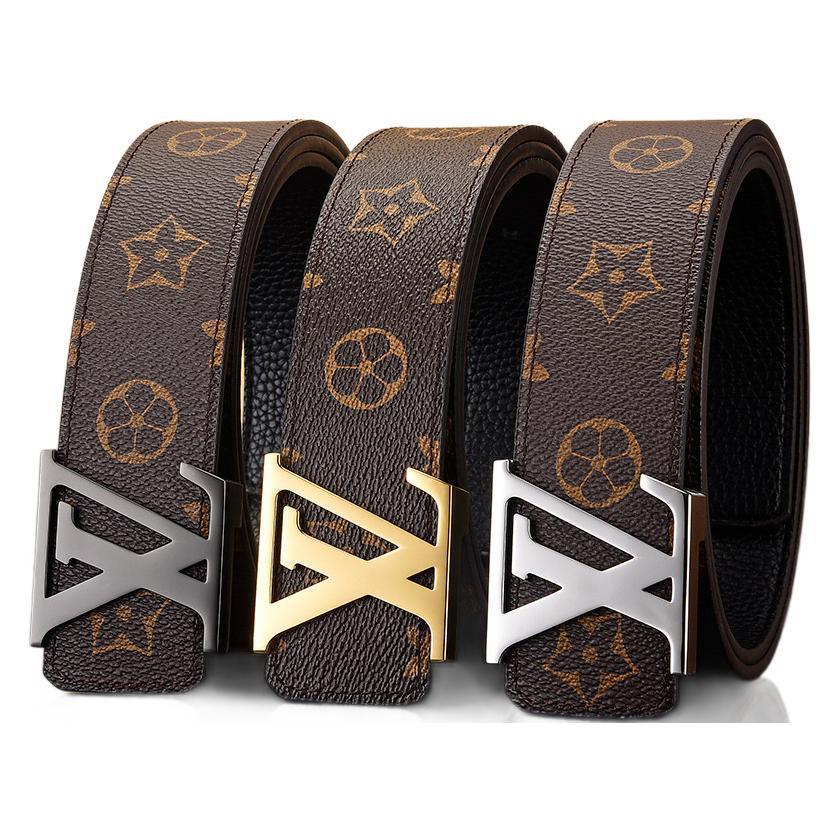 Designer Belt Mens Belt Leather Belts for women Large Gold Silver Black Smooth Buckle Belt Fashion Classic Designs for Work Business and Casual 3.8cm Width With Box