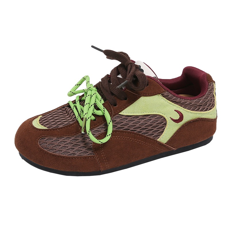 Free shipping Autumn brown leopard print vulcanized flat lace outdoor non slip casual and comfortable womens sports designer shoes
