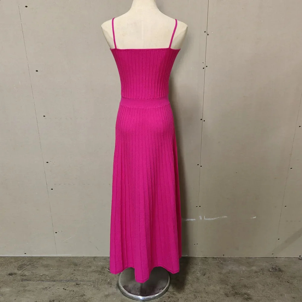 Women Streetwear Black Bodycon Dress Elegant Sleeveless Yellow Dress Knitted Pleated Long Dress High Waist Midi Sling Dress 250827