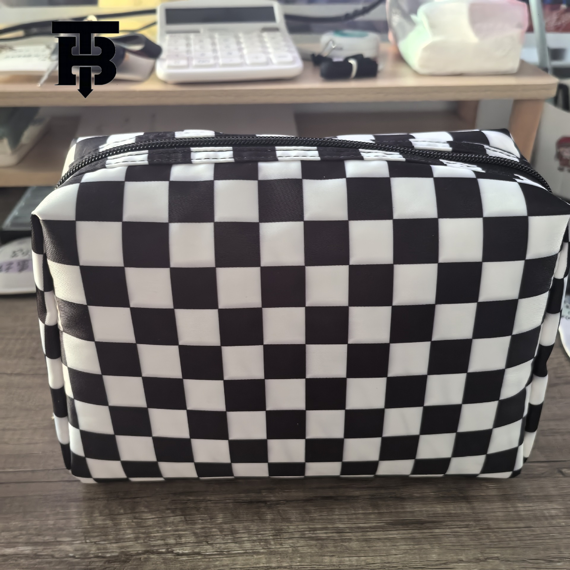 TB BHULAMTE Fashion Women's Waterproof Plaid Makeup Bag Designer Luxury Trend Large Capacity Handbag Portable Washroom Storage Bag Free Shipping