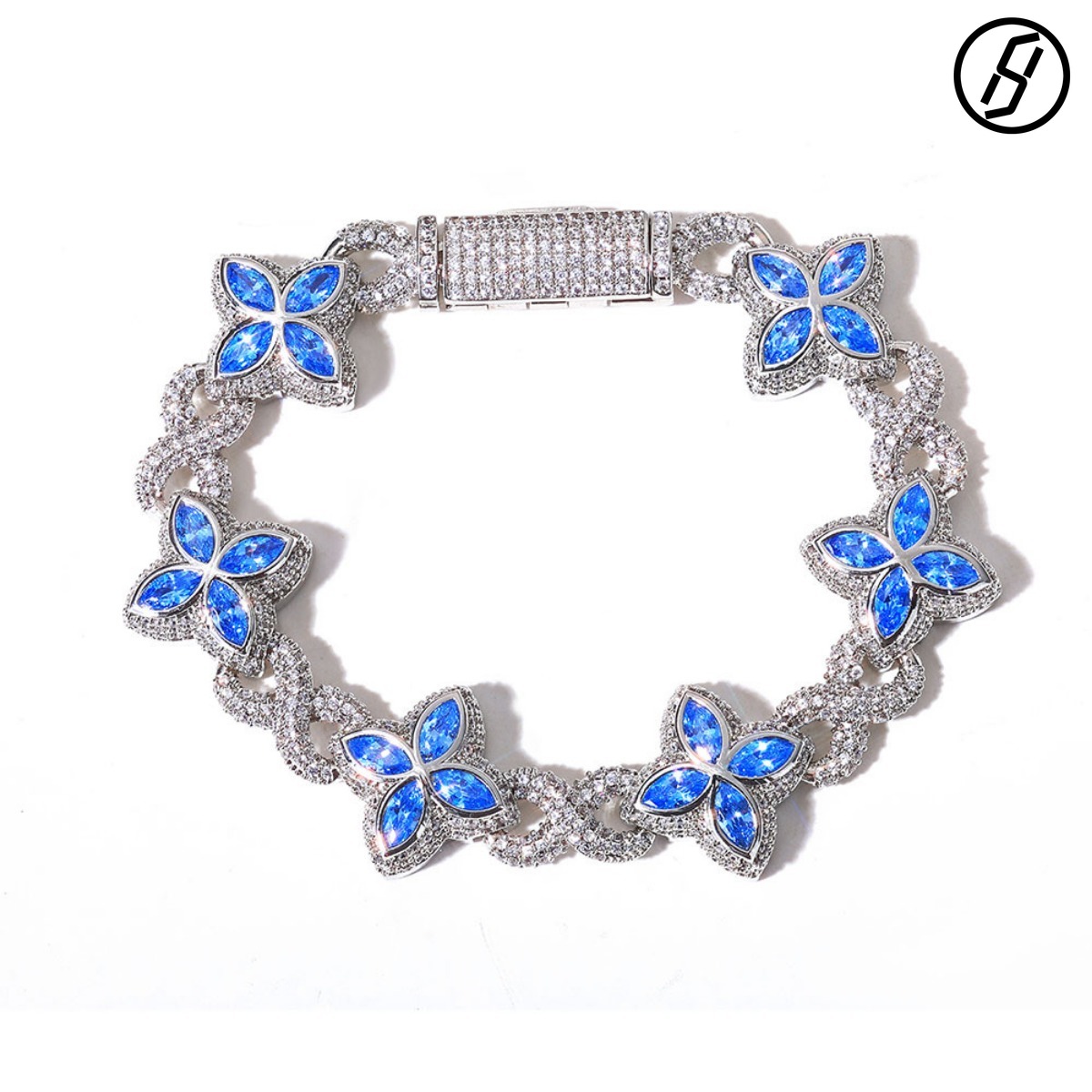 Hip-hop Four-leaf Clover Zircon Cuba Bracelet 8-character Chain Original Jewelry Wholesale Fast Delivery Z260313
