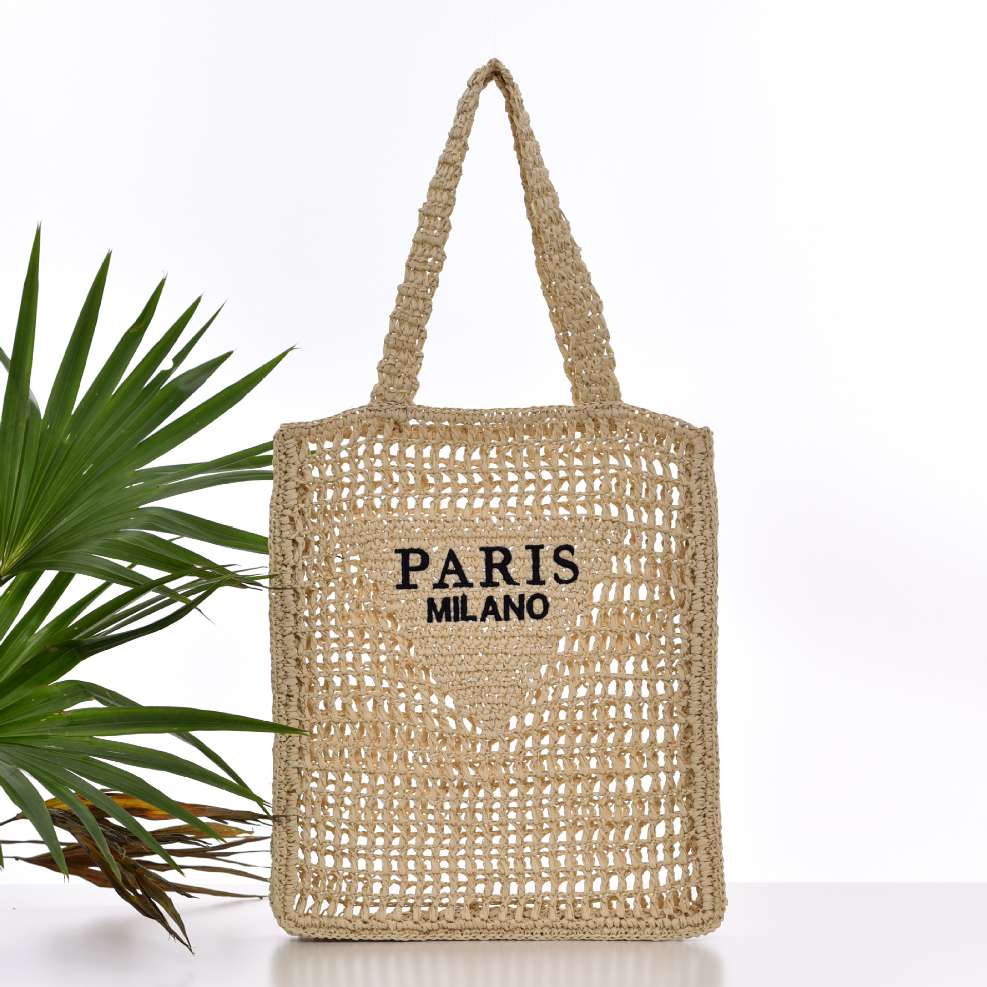 Free Shipping New Designer Bag Handmade Straw Woven Hollow Embroidered Letter Square Bag Large Capacity Beach Vacation Shoulder Handbag Exquisite Shop