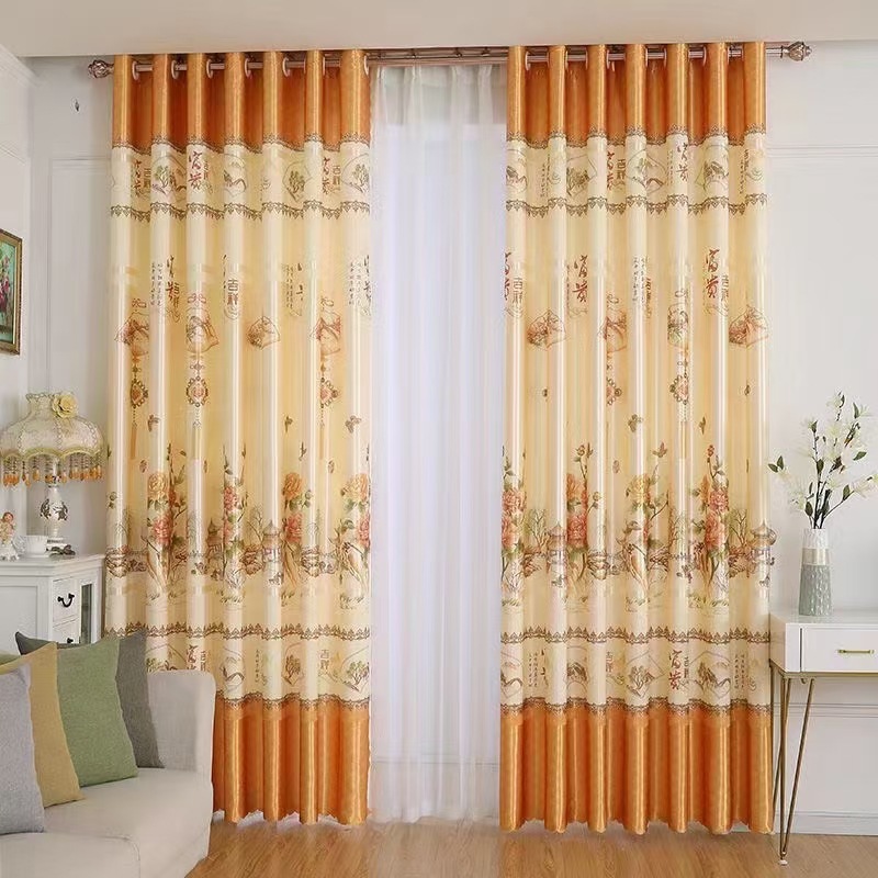 YL-37020 digital printed fabric shower curtain waterproof thick bathroom hook partition curtain