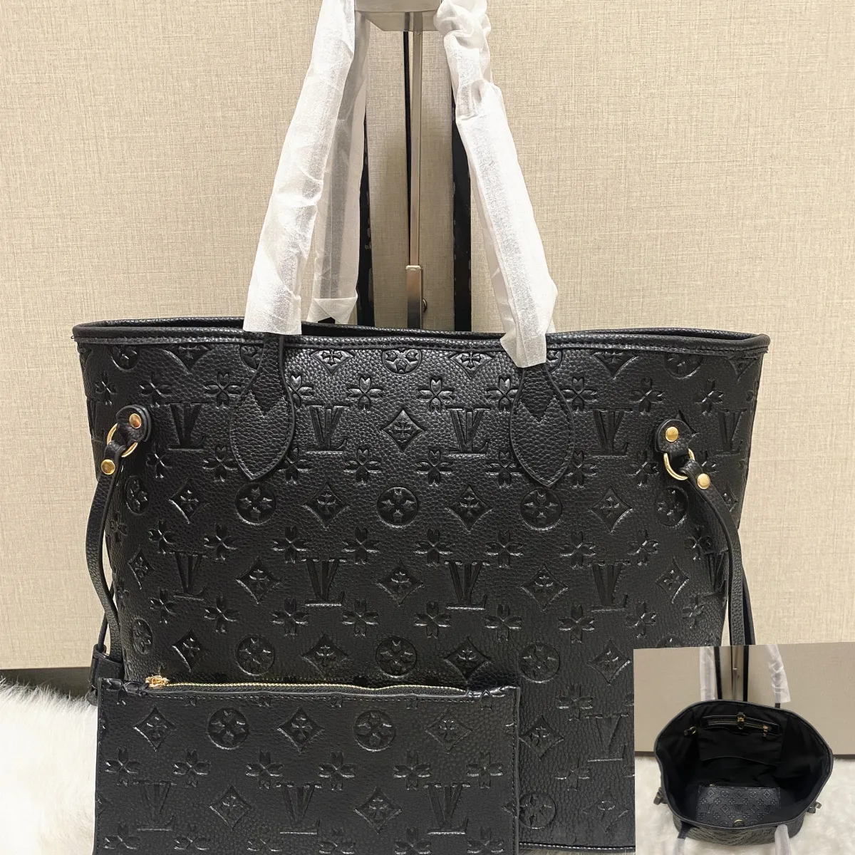 designer bag 2pcs Set Embossed Flower Women Cross body Handbag Shoulder Bags Composite bag Lady Clutch Tote Bag shopping Female Coin Purse designer Wallet