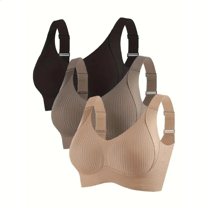 3PCS Plus Size Seamless Bras Wireless Minimizer Lift Breathable Comfort AntiSagging Bras for Women Wide Strap Daily Sport250826