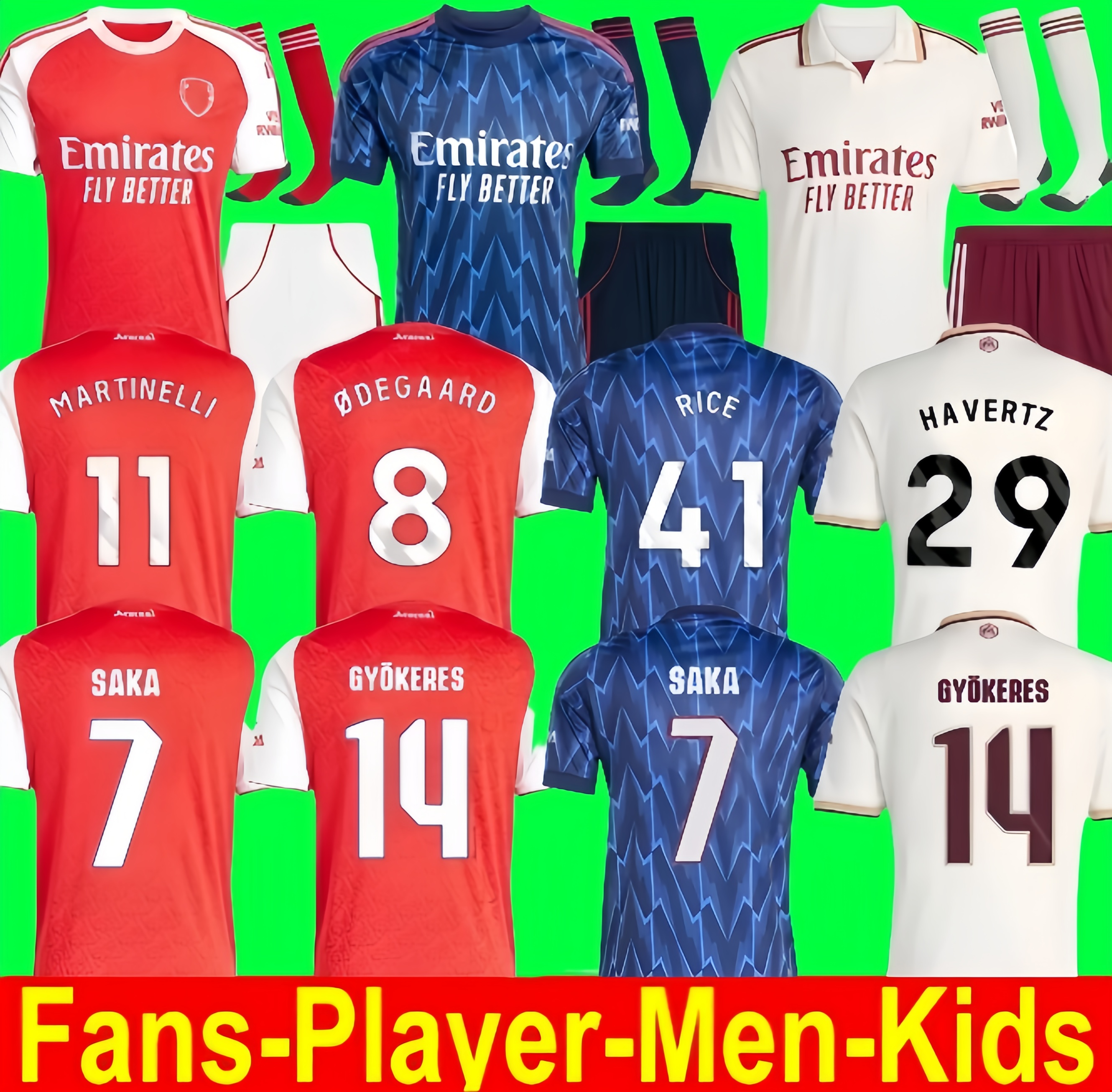 25 26 SAKA Soccer Jerseys ODEGAARD RICE HAVERTZ NWANERI MARTINELLI Calafiori NKETIAH SALIBA TROSSARD JESUS Football Shirt Kids Child Training Kit uniform shirts