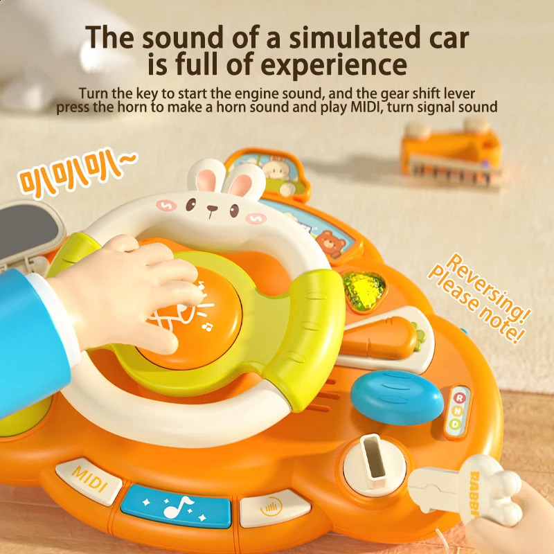 Baby Toy Electric Childrens Steering Wheel Simulated Driving Car Steering Wheel LED Vocal Educate Toys Halloween Christmas Gift 250827