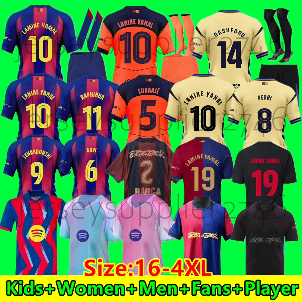 25 26 BarcelonaES 125th jersey RAPHINHA LAMINE YAMAL Soccer Jerseys RASHFORD LEWANDOWSKI GAVI PEDRI Camiseta de futbol kids Kit Women Men maillot de foot 3XL 4XL