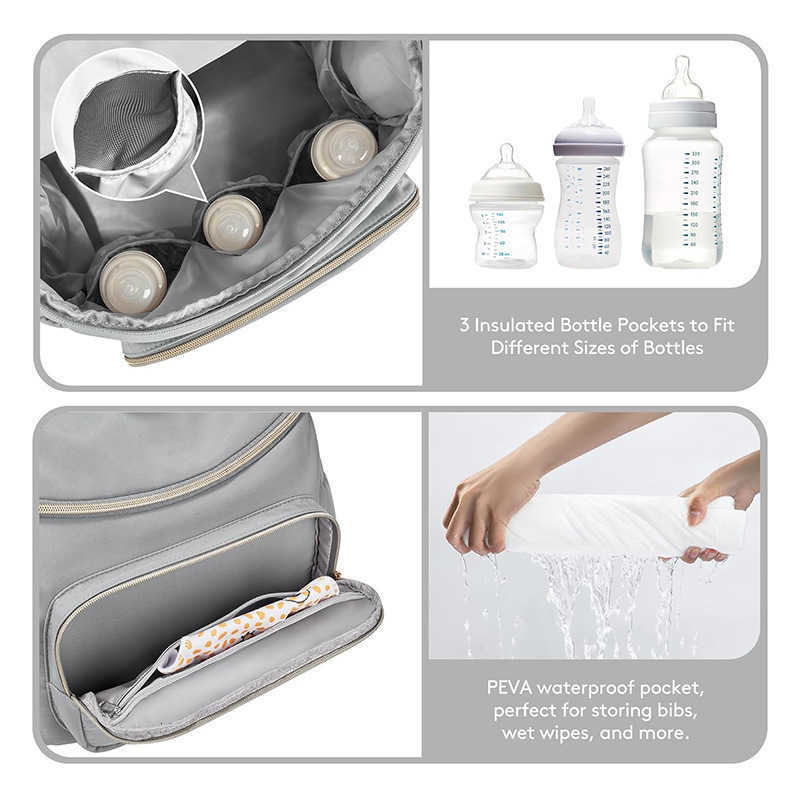 Diaper Bag Backpack Womens Leather Backpack Travel Backpack Baby Backpack with Mop and Wet Clothes Capacity X250220