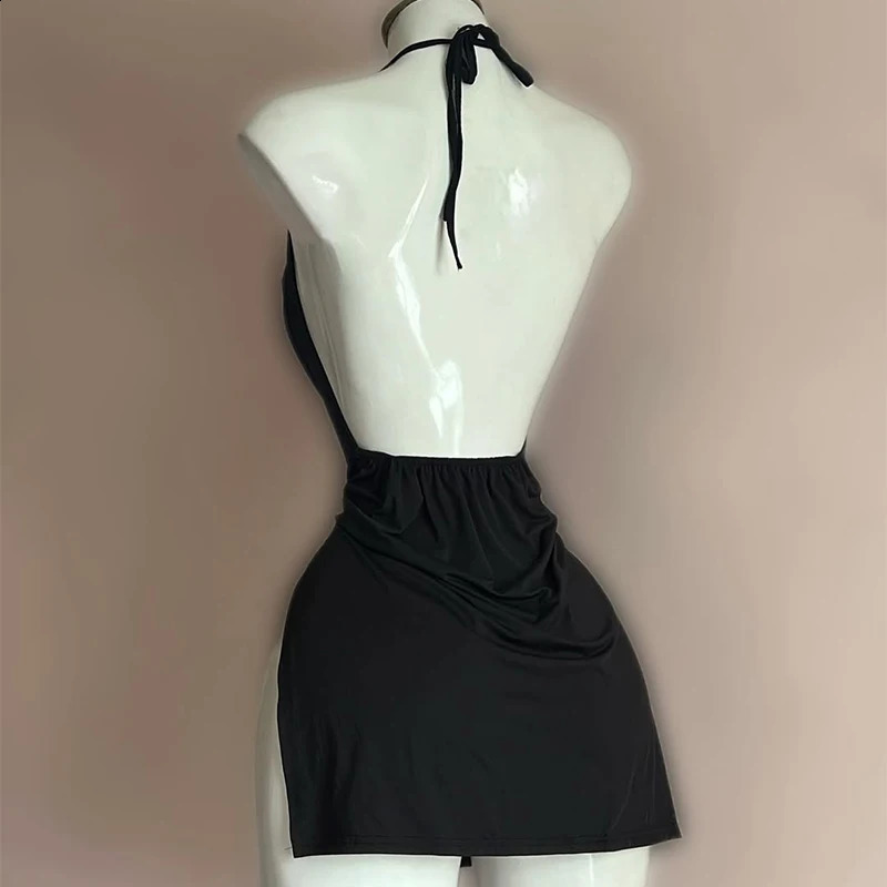Womens Sexy Home Halter Camisole Dress Summer Spice Girl Dress Y2K Sexy Sleeveless Backless Red Mini Dresses Bodycon Lady Skirtww250826