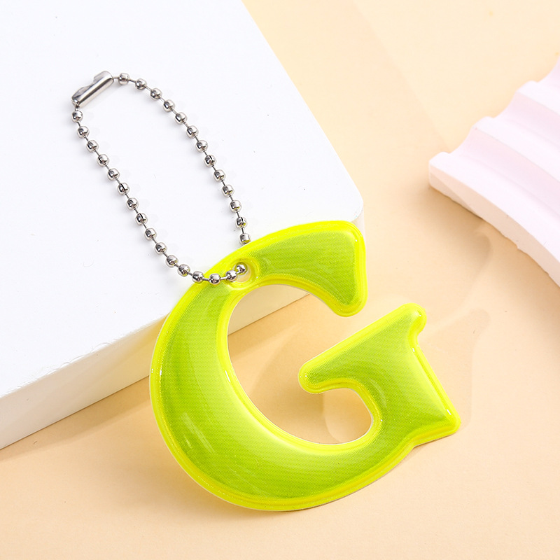 Reflective Letter G Keychain with PVC Material for Backpacks-12 Colors to Choose From