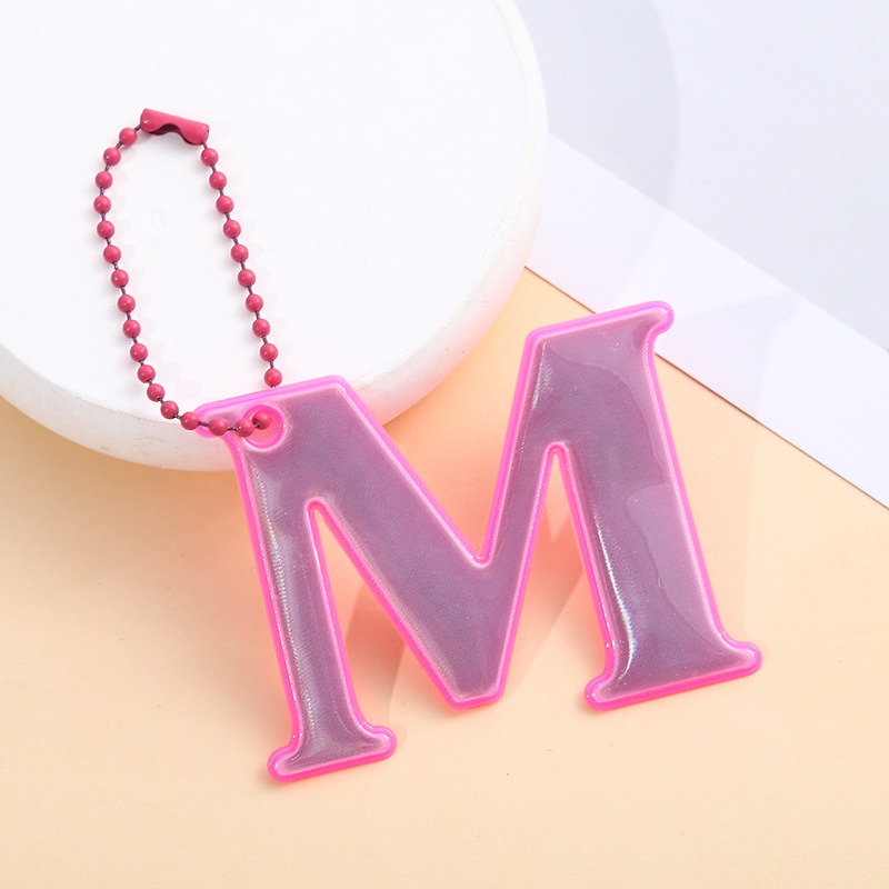 High Visibility Reflective M Letter PVC Keychain for Night Riding Backpack Keychain Pendant