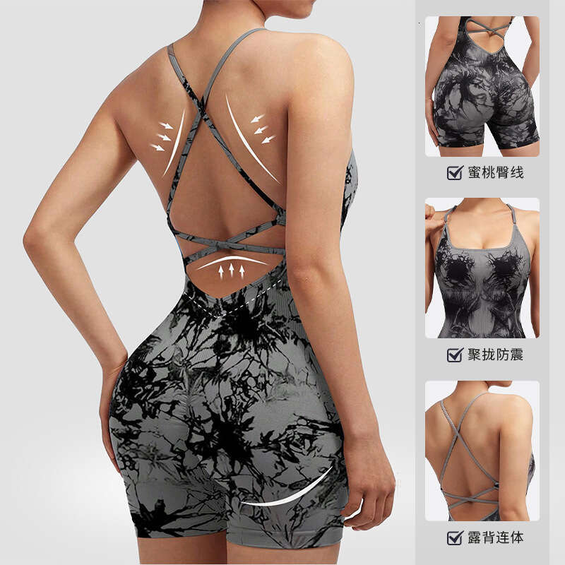 Vest-Style Yoga Shorts Sexy Bodycon One-Piece New Sports Jumpsuit 05
