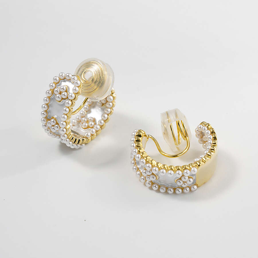 Lanjia- Daily Commute Mosquito Coil Pearl Earrings Women, High-End Hoops, Clips For Women Without Pierced Ears, Niche Ear Accessories 40Bef