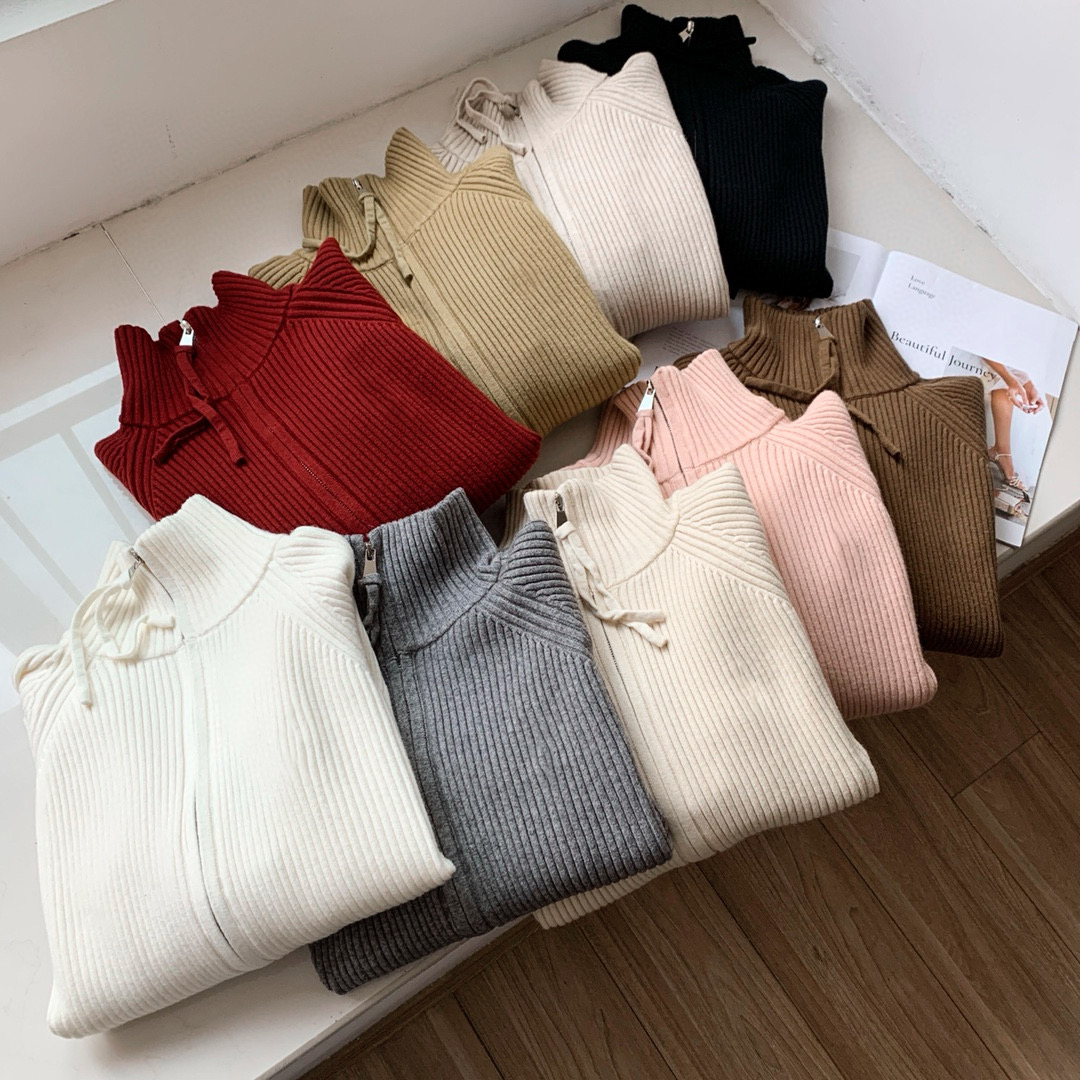 (Order by pic in opt, not by desc) Gorgeous Embroidered Zip - up Knitted Sweater Cardigan Coat