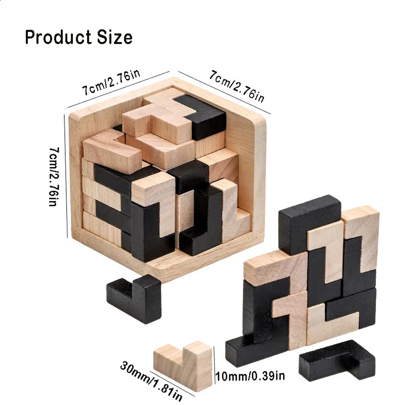 3D Cube Puzzle Luban Interlocking Creative Educational Wooden Toy Brain Mind Early Learning Game Gift For Children Letter 250827