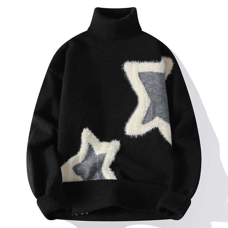 2025 New Autumn Winter Turtleneck Sweater Men High End Mens Christmas Jumper Star Printed Pullover Soft Warm Mens Sweater S251110