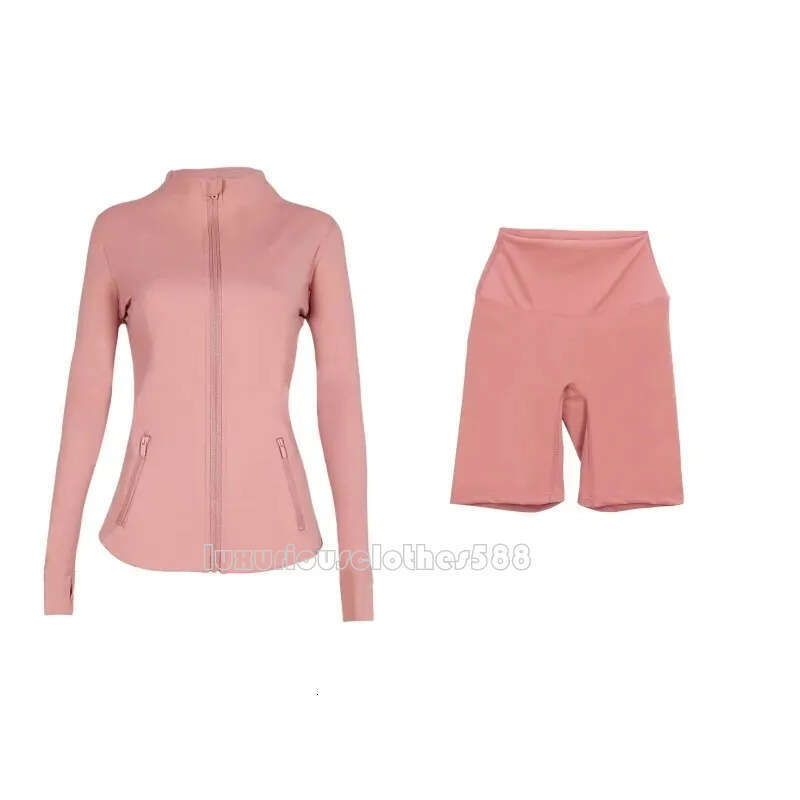 Factory direct sales Gym Jackets and leggings shorts Yoga Workout Elastic WaistFiess quick dry Activewear sets full-dimensional ergonomic design craft