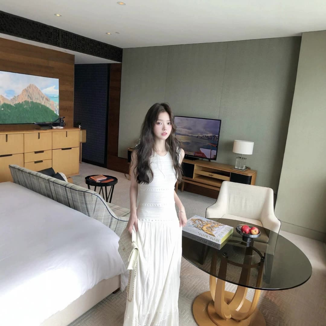 GC185 Summer French style gentle style pleated design sleeveless dress