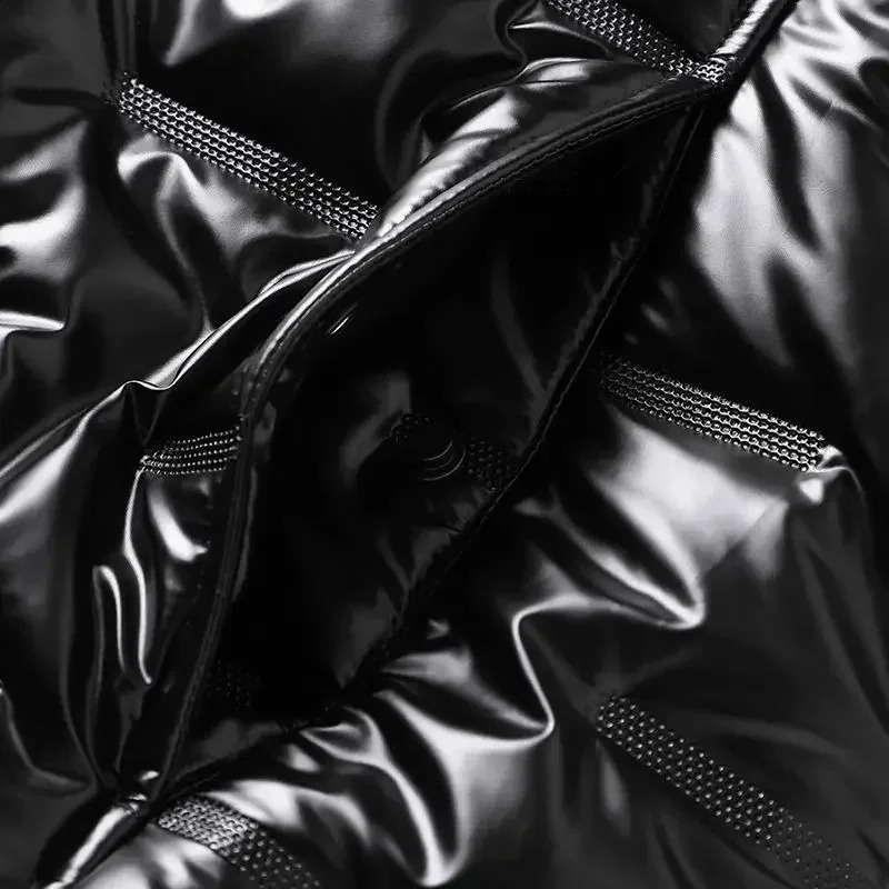 Parkas Glossy Male Padded Coats Hooded Male Down Jacket Korean Clothing Padding Outerwears in External Clothes 250827