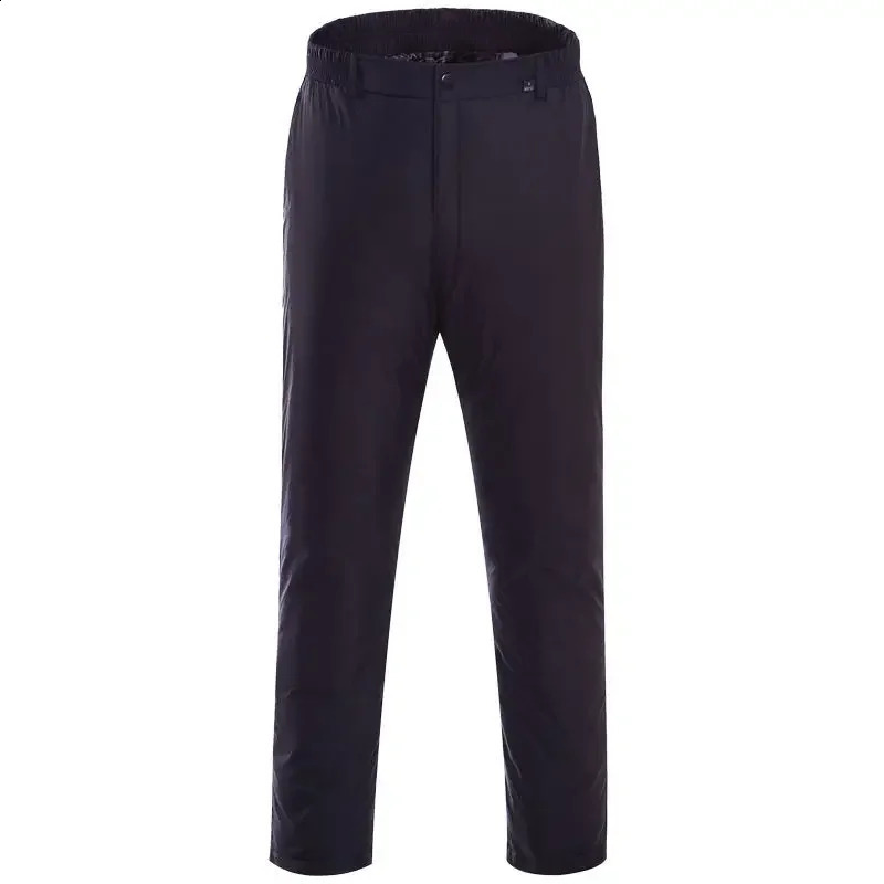 Mens Duck Down Padded Pants High Waist Winter Business Warm White Trousers Male Black PT406 250826