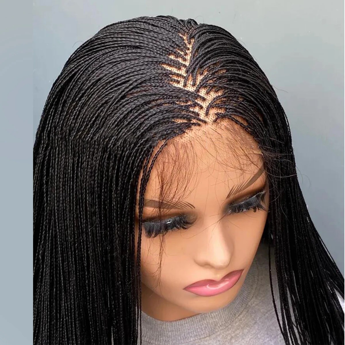 Glueless Micro Braid braided wig on 13x4 HD lace Frontal Wig Customizable Tiny Braid Wig For Black Women Glueless Braid Lace Front Wigs