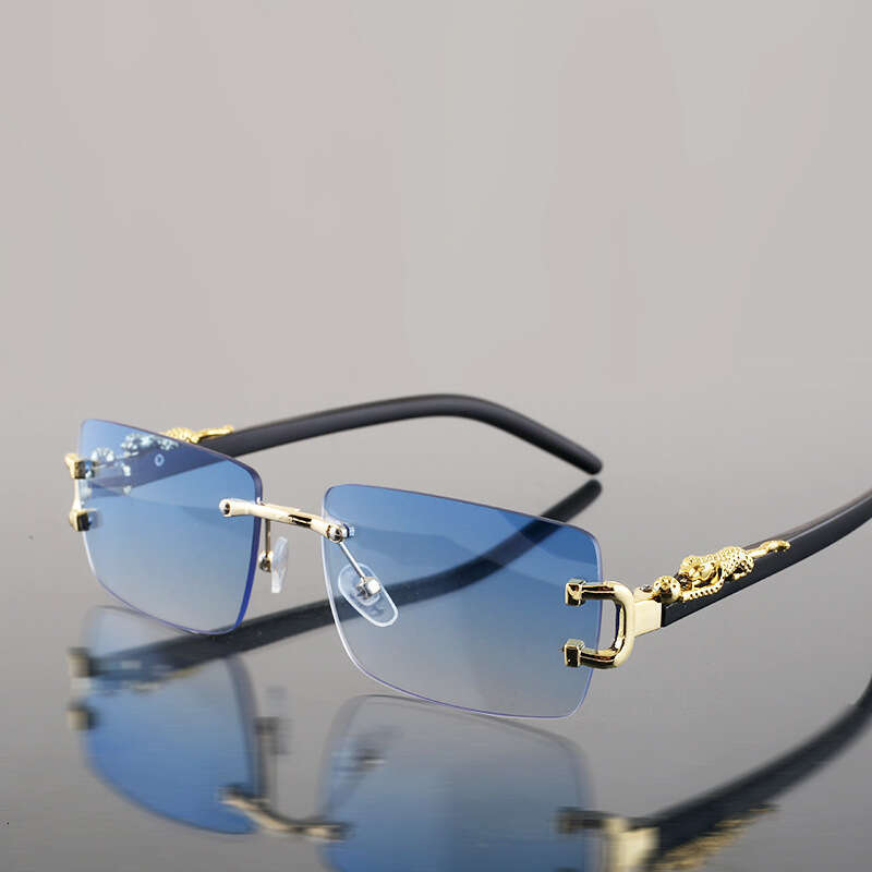 New Frameless Sunglasses with Cut Edge, Unique Leopard Temple, UV Protection Sunglasses, Trendy