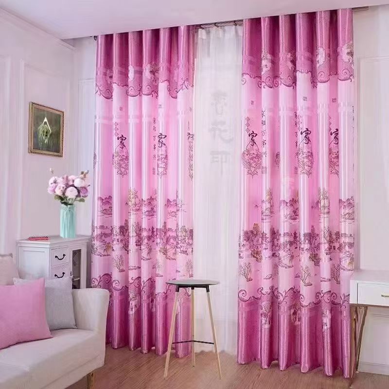 YL-37020 digital printed fabric shower curtain waterproof thick bathroom hook partition curtain