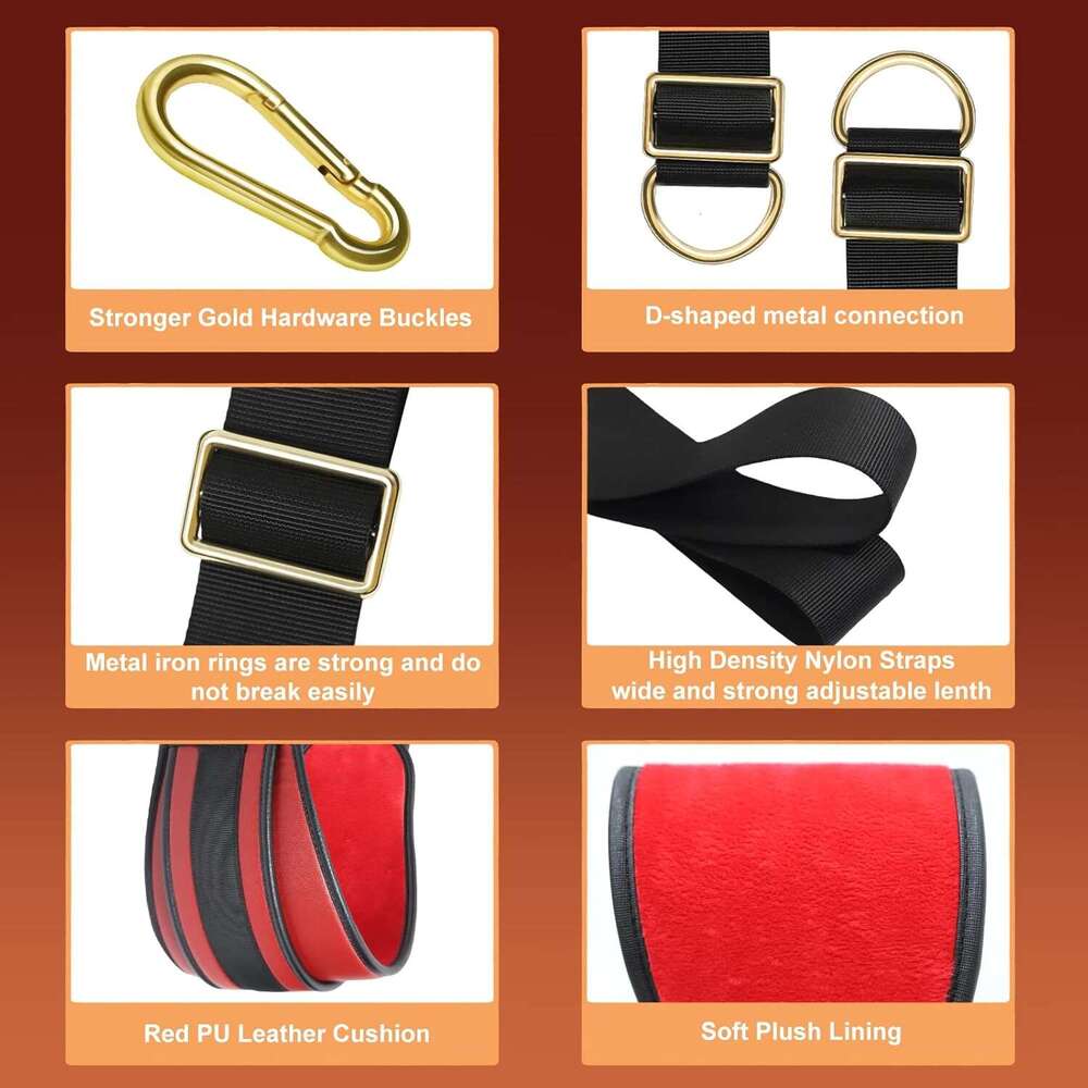 Swing Door BDSM Bondage Thigh Restraints with Adjustable Straps Hardware Buckle Leather Soft Plush Kinky Adult Sex Toys for Men Women Couples