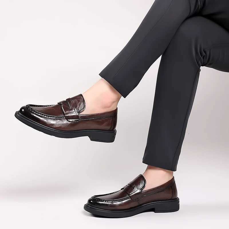 Italian Highend Leather Slipon Shoes Mens Business Dress Square Toe British Slipon Formal Casual Loafer Oxford Shoes WeddingXJ250827