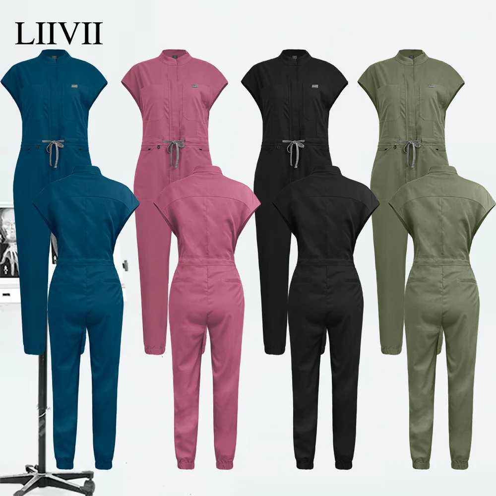 Women Medical Scrub Pants Gowns Slim Fit Waist Drawstring Pocket Surgical Uniform Highquality Jumpsuits Beauty Clinical WorkwearXJ250827