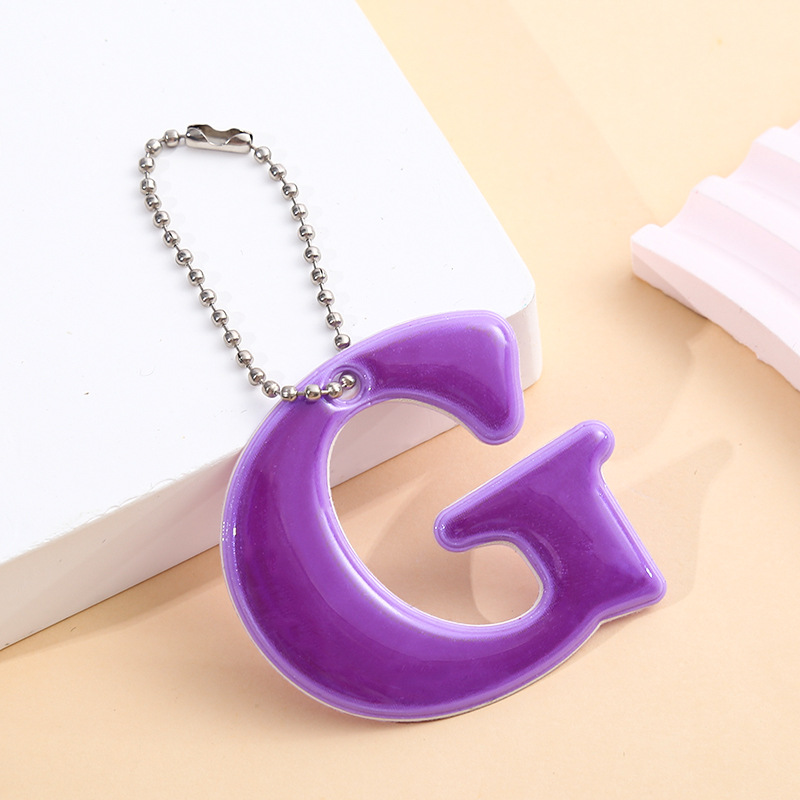Reflective Letter G Keychain with PVC Material for Backpacks-12 Colors to Choose From