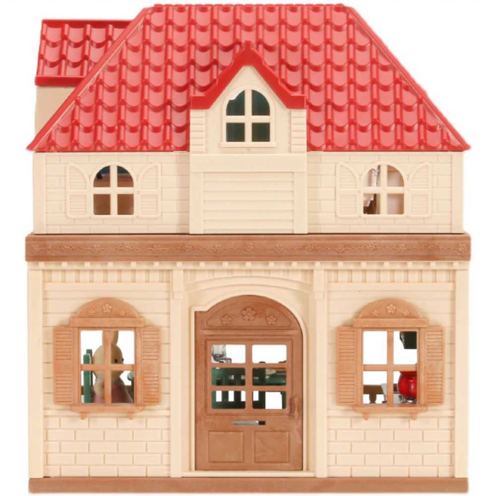 Simulation Kitchen Forest Family Small House Double ThreeStory Villa Reindeer Animal Model Girl Dollhouse Furniture Toy Gifts X2508261