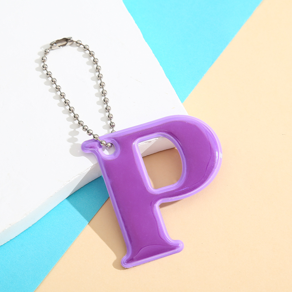 Multicolor Reflective Letter 'P' Shape Backpack Charm for Keys & Bags