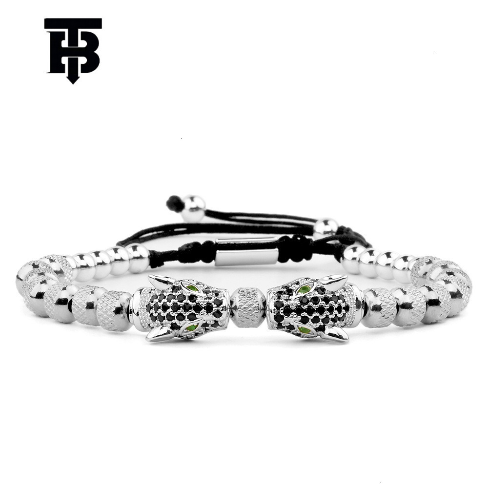 Designer jewelry wedding rings Wholesale European and American Retro Double Leopard Head Woven Bracelet Roman Letter Stainless Steel Mesh Open Bangle