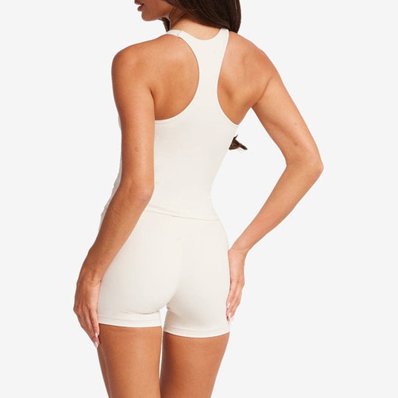 Women Summer Yoga Set Padded Tank Top with Shorts One Piece Fitness Activewear Outfit