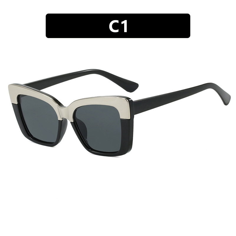 Color Block Square Sunglasses Trendy UV 400 Protection Shades for Women Fashion Retro Over sized Frame