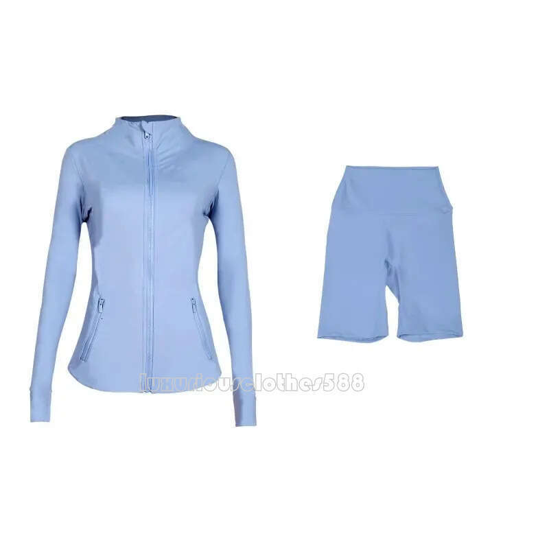 Factory direct sales Gym Jackets and leggings shorts Yoga Workout Elastic WaistFiess quick dry Activewear sets full-dimensional ergonomic design craft