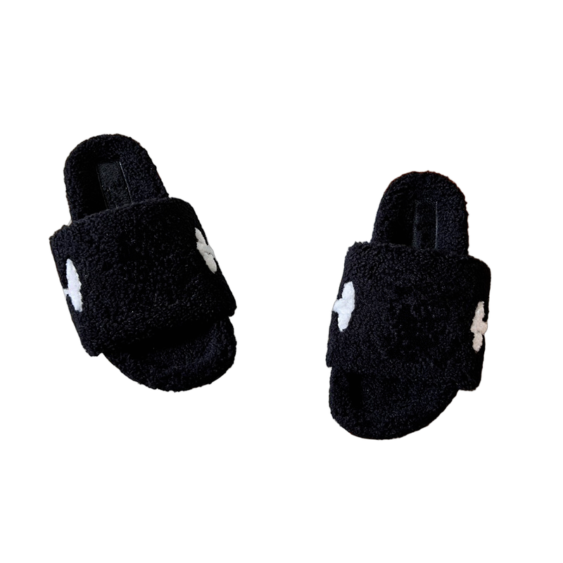 Women Slippers Plush Wool Winter Fur Fluffy Furry Warm Sandals Flip Flop Slipper Black Grey Pink white