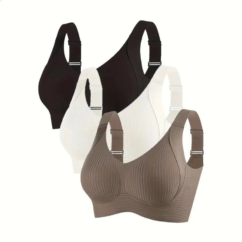 3PCS Plus Size Seamless Bras Wireless Minimizer Lift Breathable Comfort AntiSagging Bras for Women Wide Strap Daily Sport250826
