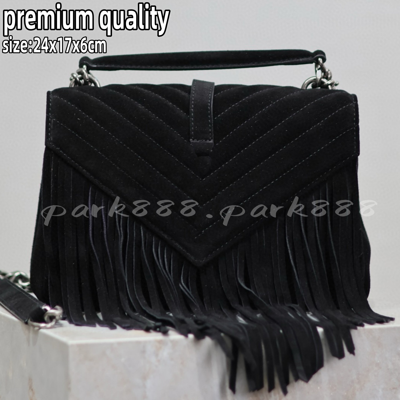 (Order by pic in opt, not by desc) Suede Fringe Chain Shoulder & Crossbody Bag with V-Stitching - Exquisite craftsmanship meets bohemian charm