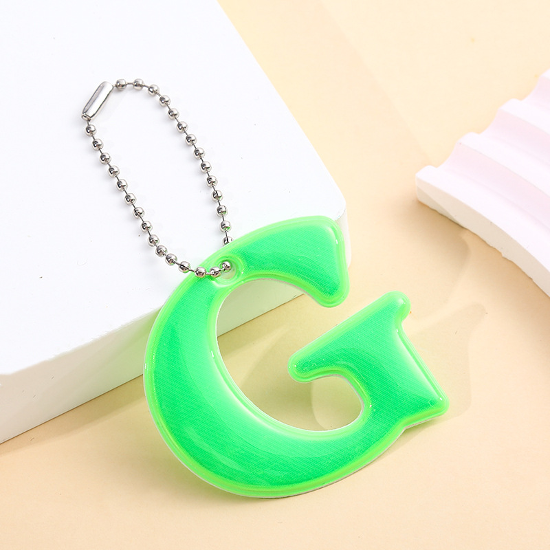Reflective Letter G Keychain with PVC Material for Backpacks-12 Colors to Choose From