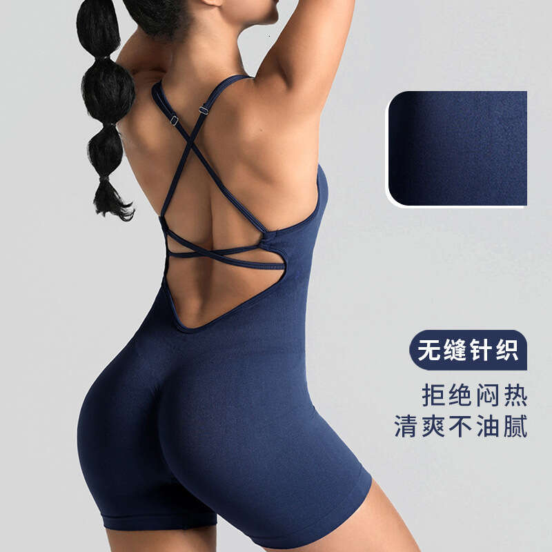 Vest-Style Yoga Shorts Sexy Bodycon One-Piece New Sports Jumpsuit 05