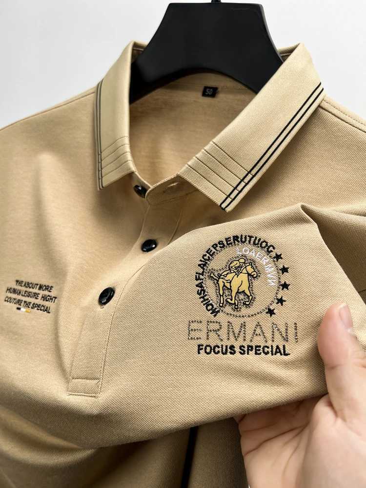 High end brand breathable cotton exquisite embroidery mens short sleeve shirt Comfortable silk casual business Tshirt H250826