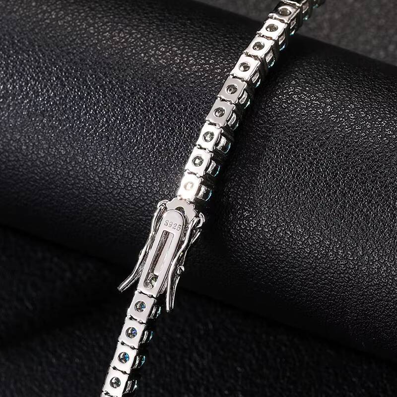 Fashion Women Jewelry 925 Sterling Silver Iced Out Lab Created VVS Red Moissanite Diamond Cluster Tennis Chain