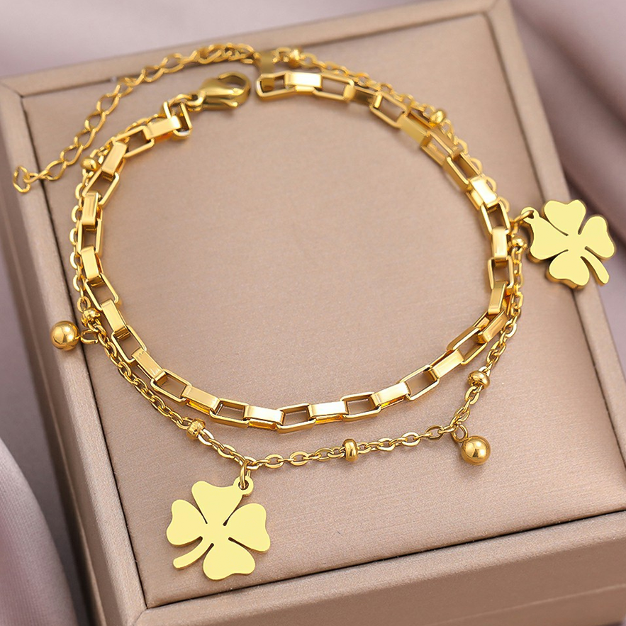 Designer Bracelet Luxury Bangle Jewelry Jewellery Palace Style Double Layer Fashion Titanium Steel Fade Resistant Adjustable Bracelet for Girls Elegan