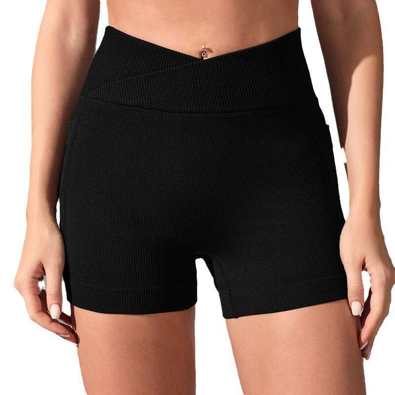 Peach Hip Lift Yoga with Pockets High Waist Elastic Seamless Sports Running Fitness Shorts